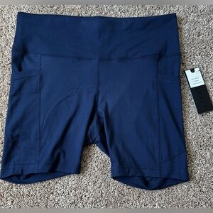 Woman’s Blue high waisted Shorts with Wide Waistband